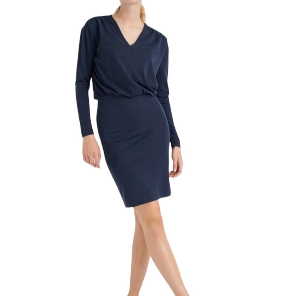 InWear Minnie Shift Dress Marine Blue Long Sleeve Size S